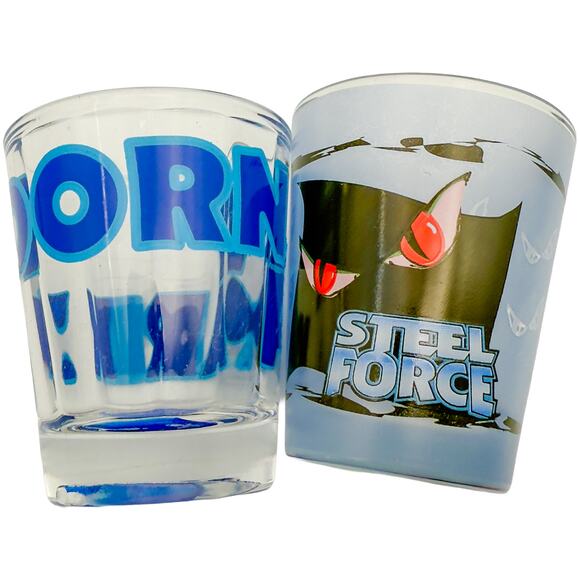 Dorney Park Amusement Theme Park Steel Force Set of 2 Souvenir Shot Glasses - Picture 1 of 4